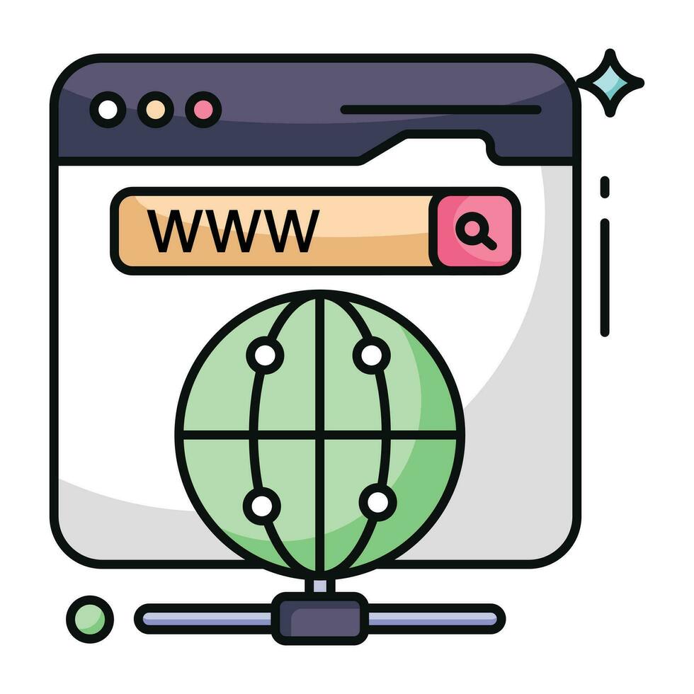 un icono de diseño plano del navegador web vector