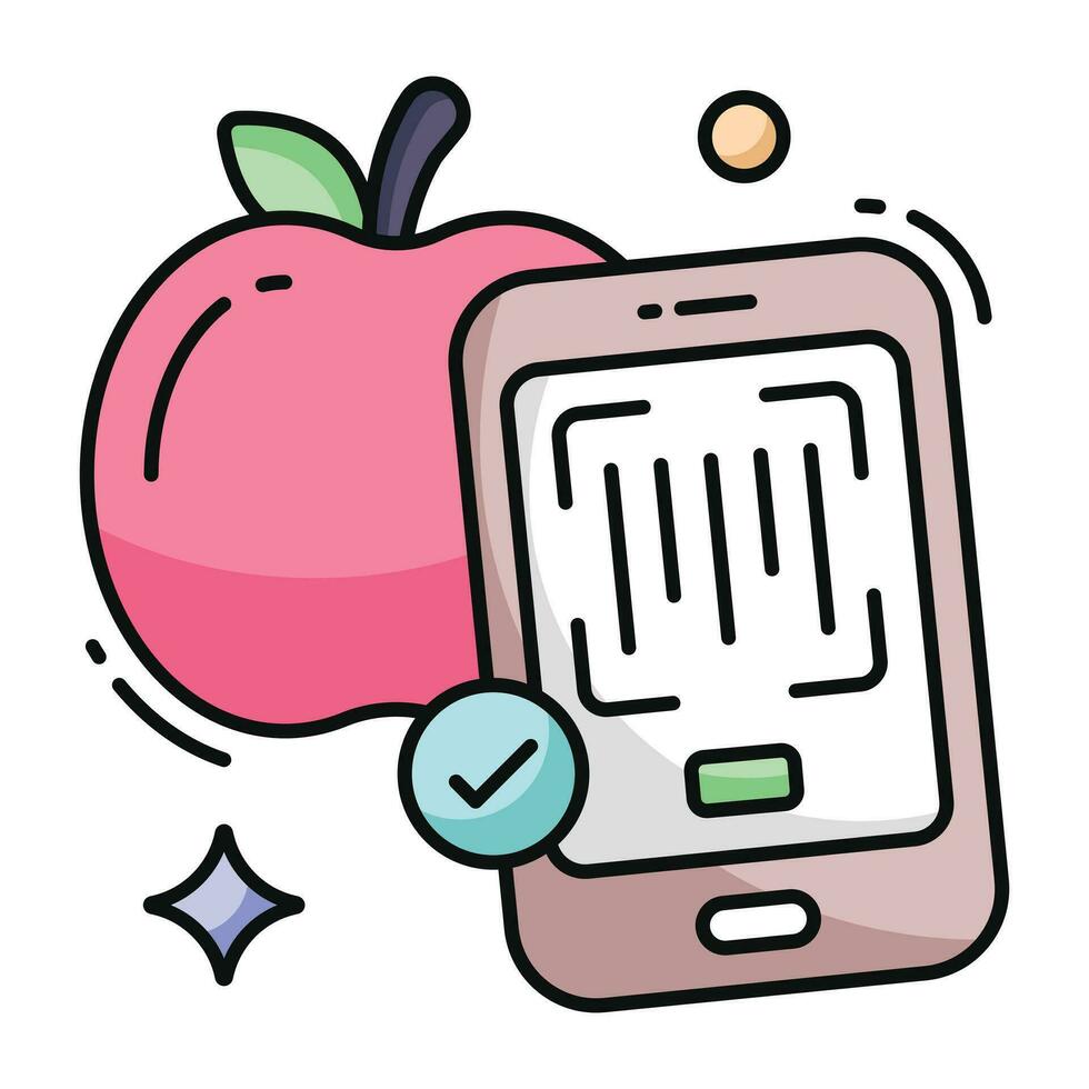 A flat design icon of mobile barcode vector