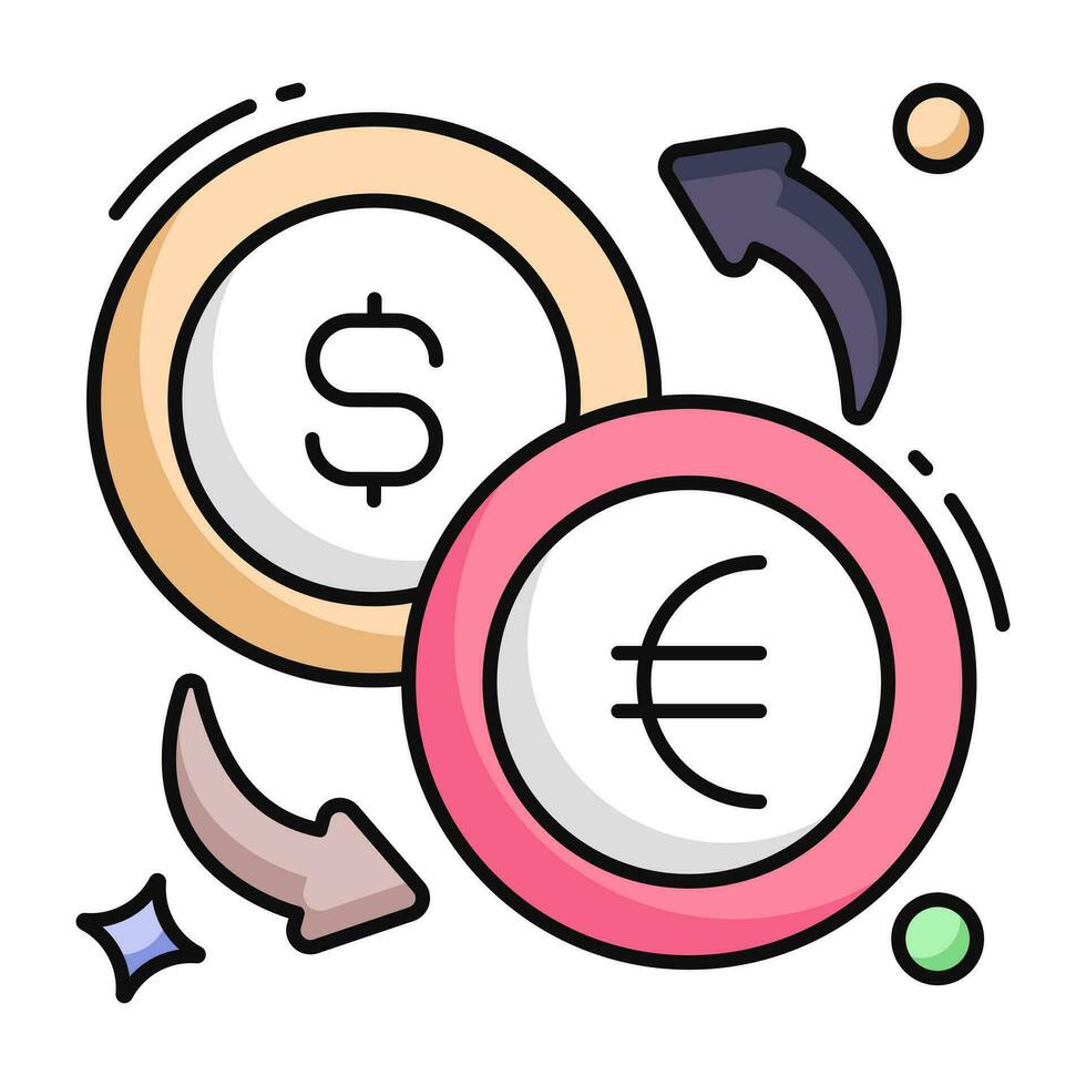 An editable design icon of dollar to euro vector