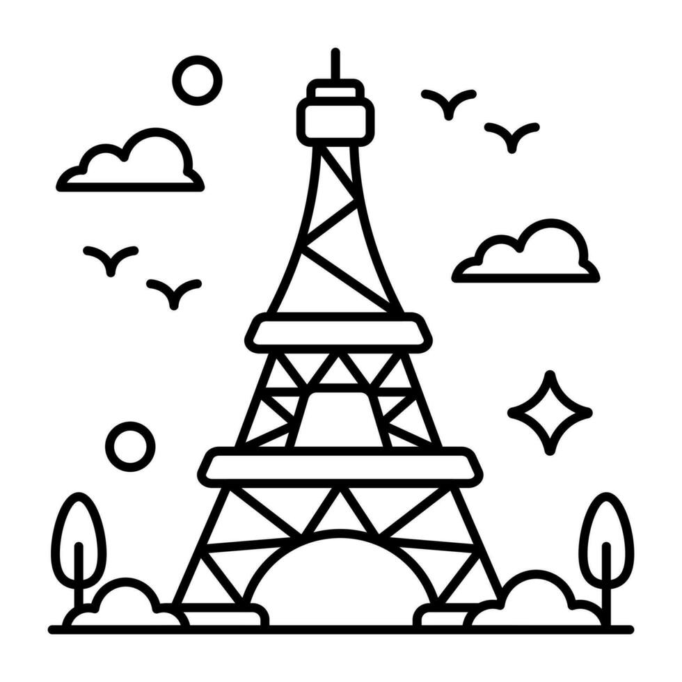 de moda diseño icono de eiffel torre vector