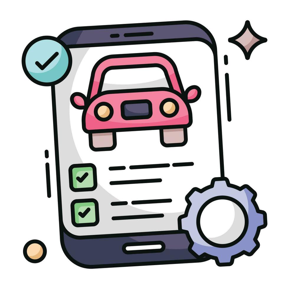 Editable design icon of mobile auto vector