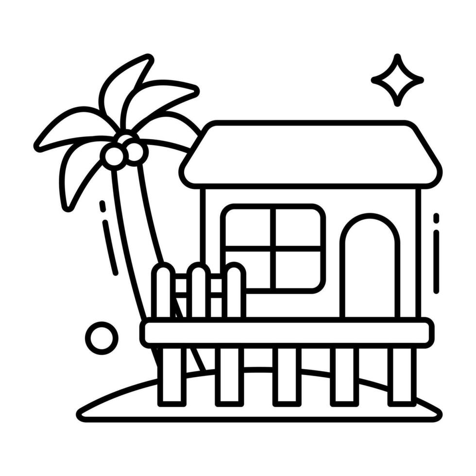 Editable design icon of beach house vector