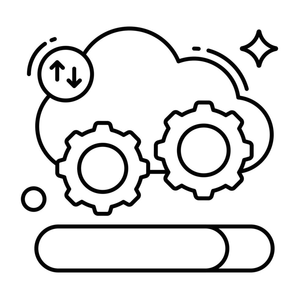 Conceptual linear design icon of cloud setting vector