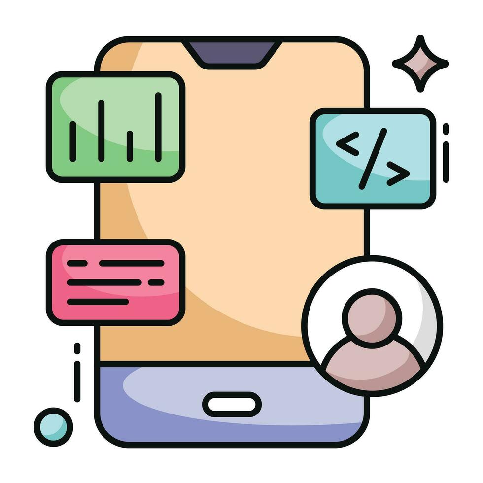 Unique design icon of mobile coding vector