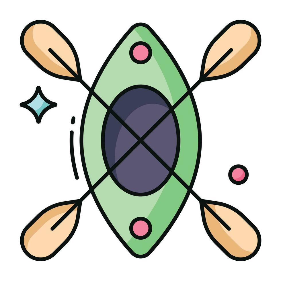 A flat design icon of canoe vector