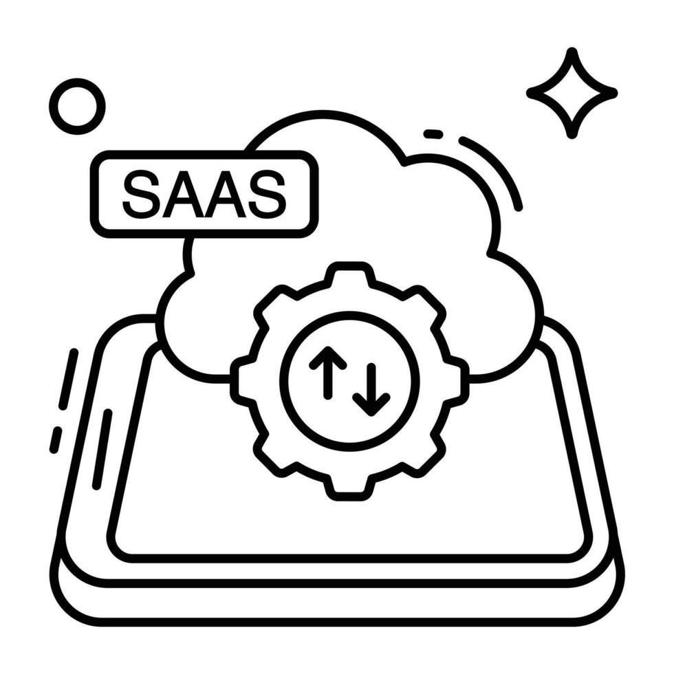 Conceptual linear design icon of cloud setting vector