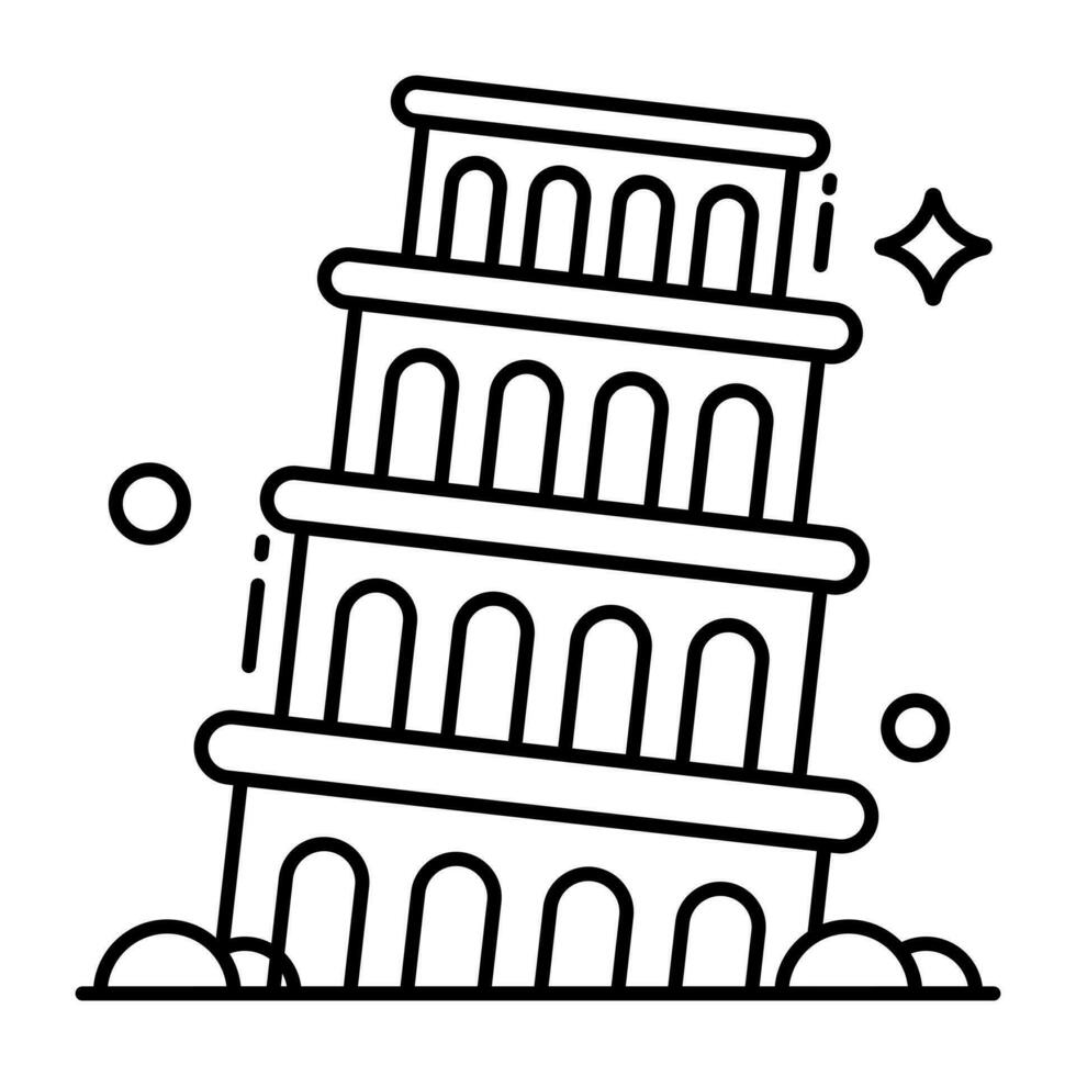 moderno diseño icono de Pisa torre vector