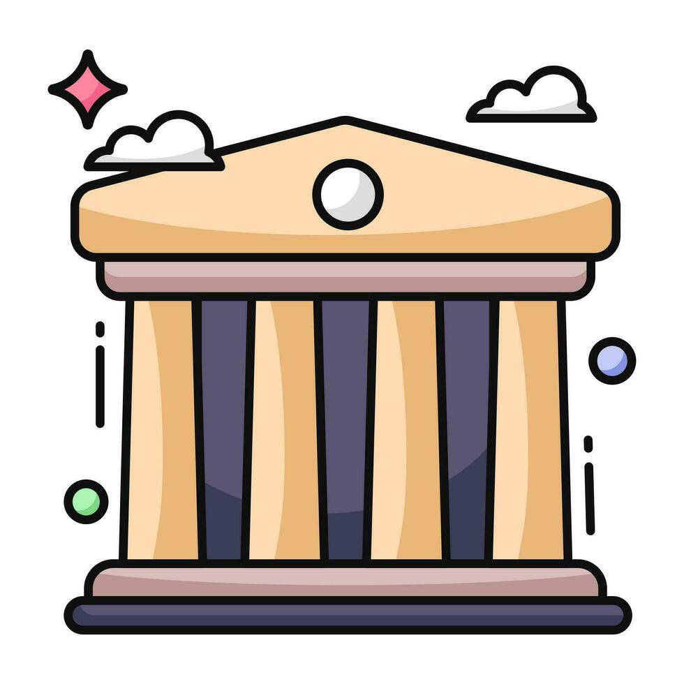 A flat design icon of library building vector