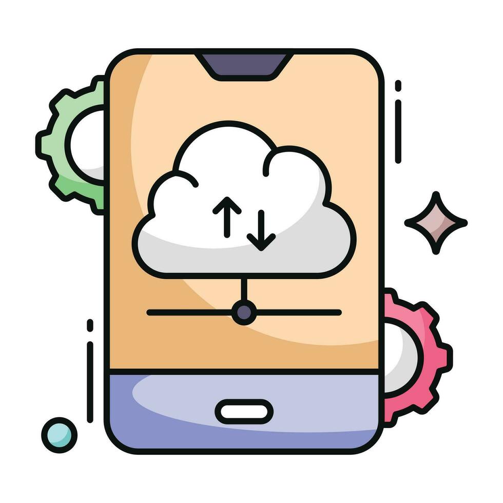 Editable design icon of cloud data transfer vector