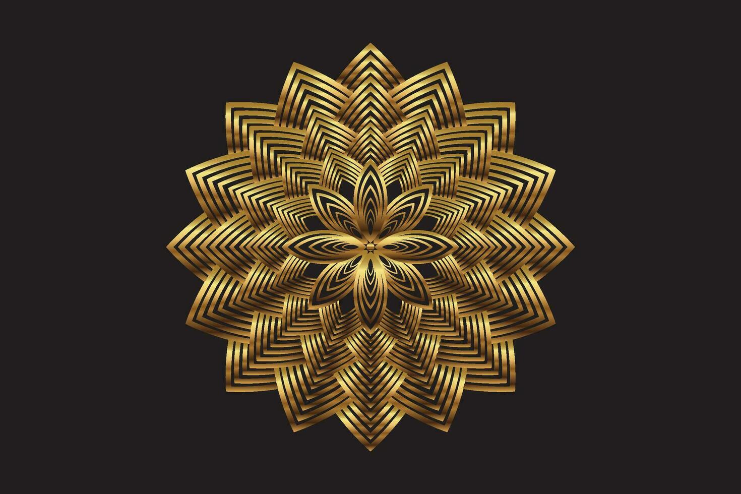 Golden Lotus flower, sacred geometry mandala, stylized circular ornament, gold line art floral logo. Flower blossom symbols of yoga, spa, beauty salon, cosmetics, relax, brand style. Vector isolated