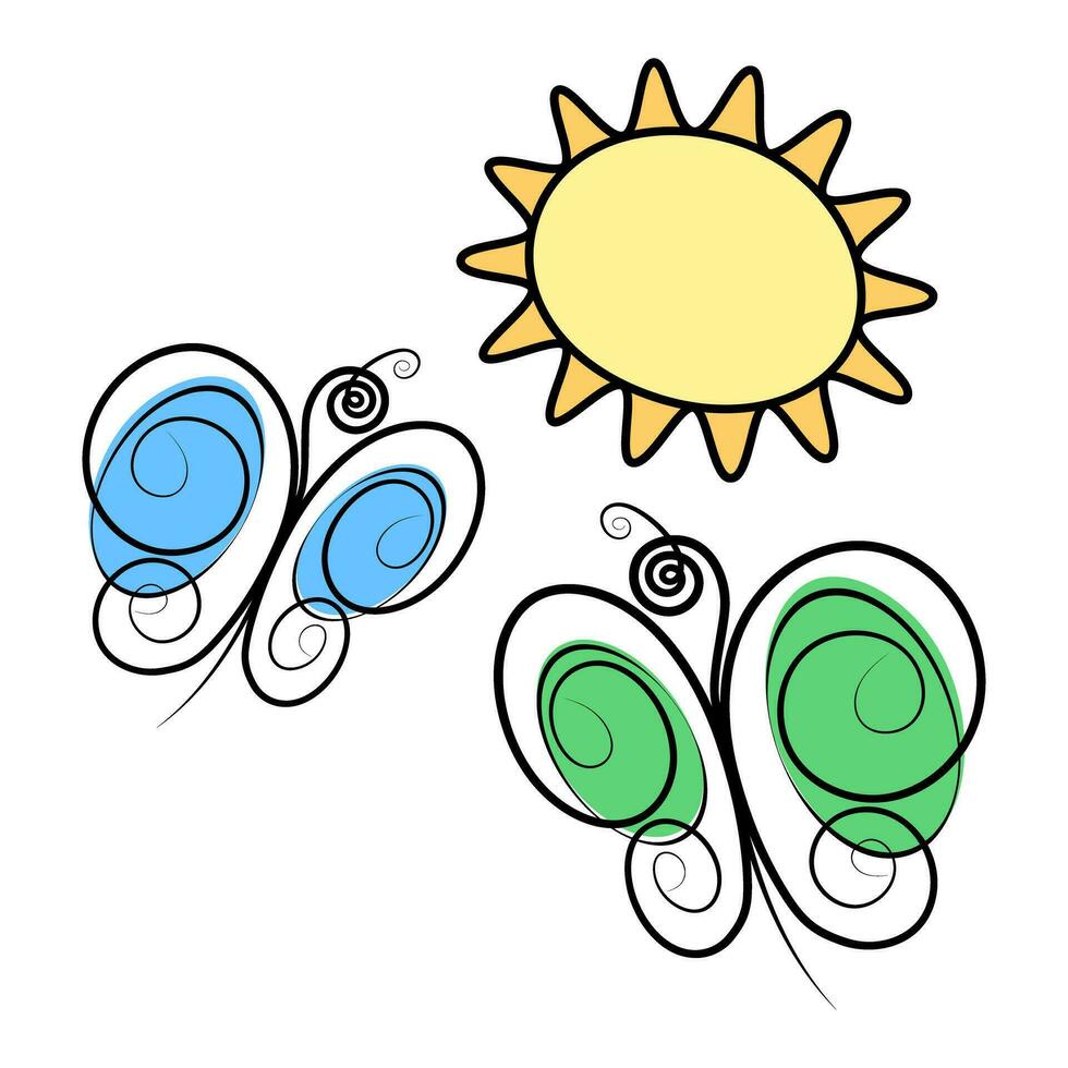 estilizado imagen de mariposas y Dom. conjunto de 3 diseño elementos para tarjetas y otro varios usos vector