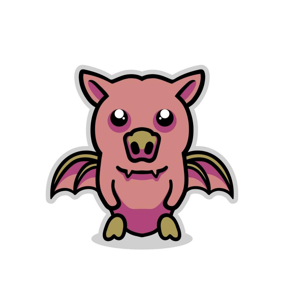 Cute bat mascot cartoon logo vector