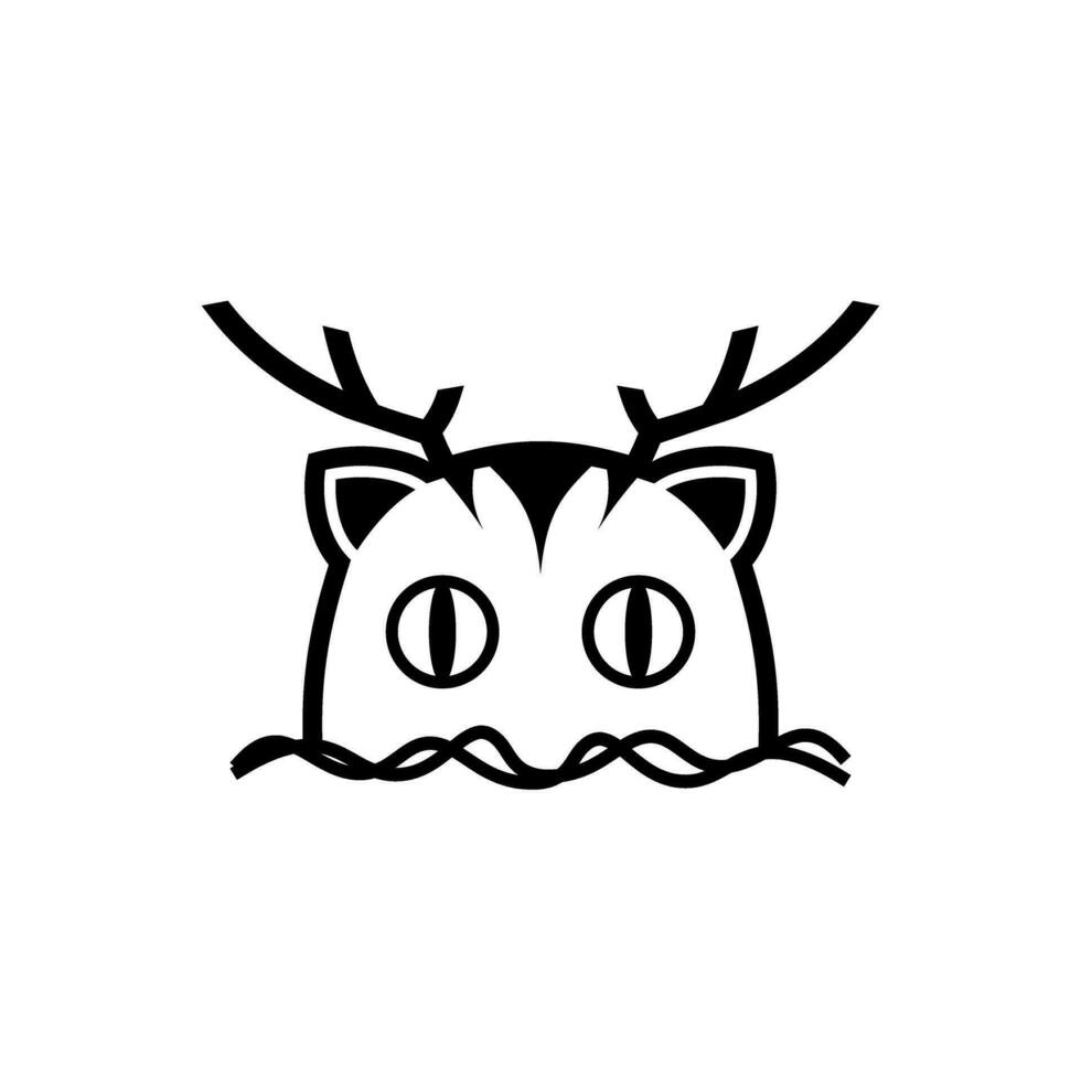 a black and white logo of a cat with horns vector