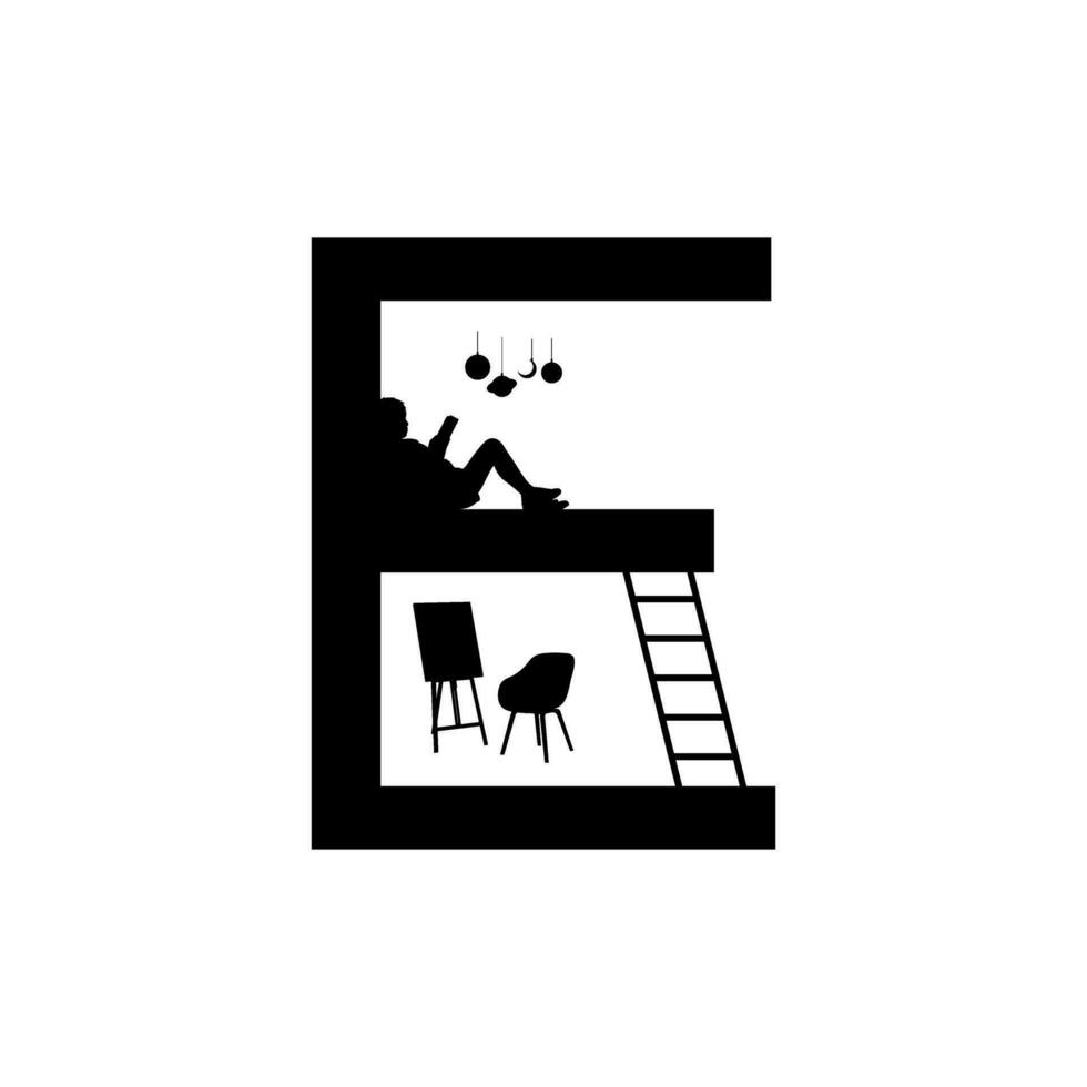 a silhouette of a man sitting on a chair in a room vector