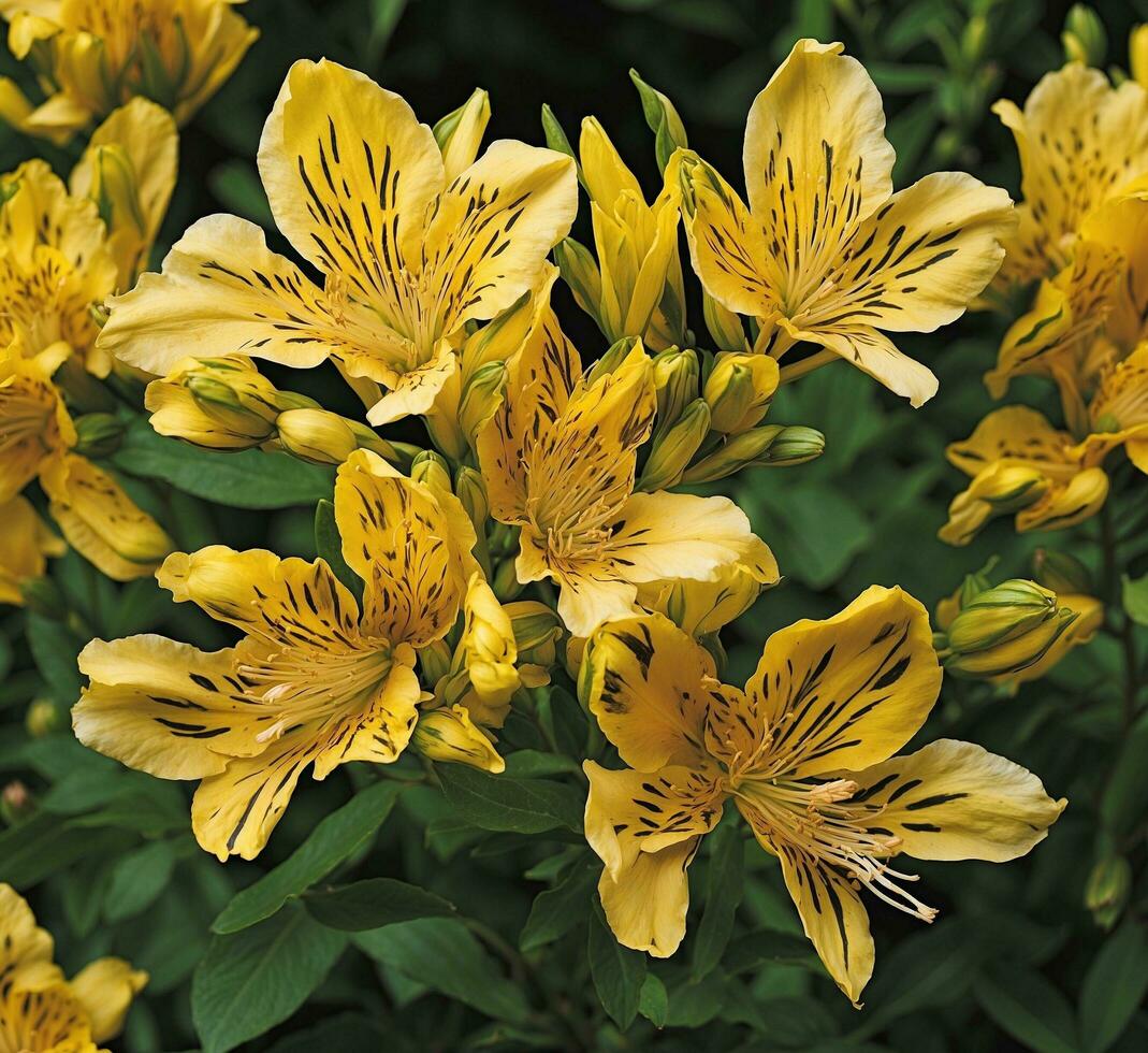 AI generated Yellow flowers of Alstroemeria photo
