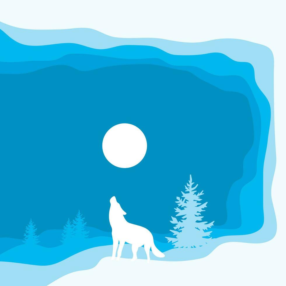 winter papercut background vector