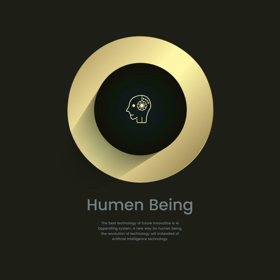 Humen being icon, luxury circles diagram of work flow, options infographic elements design, vector illustration. Golden and premium concepts vector template