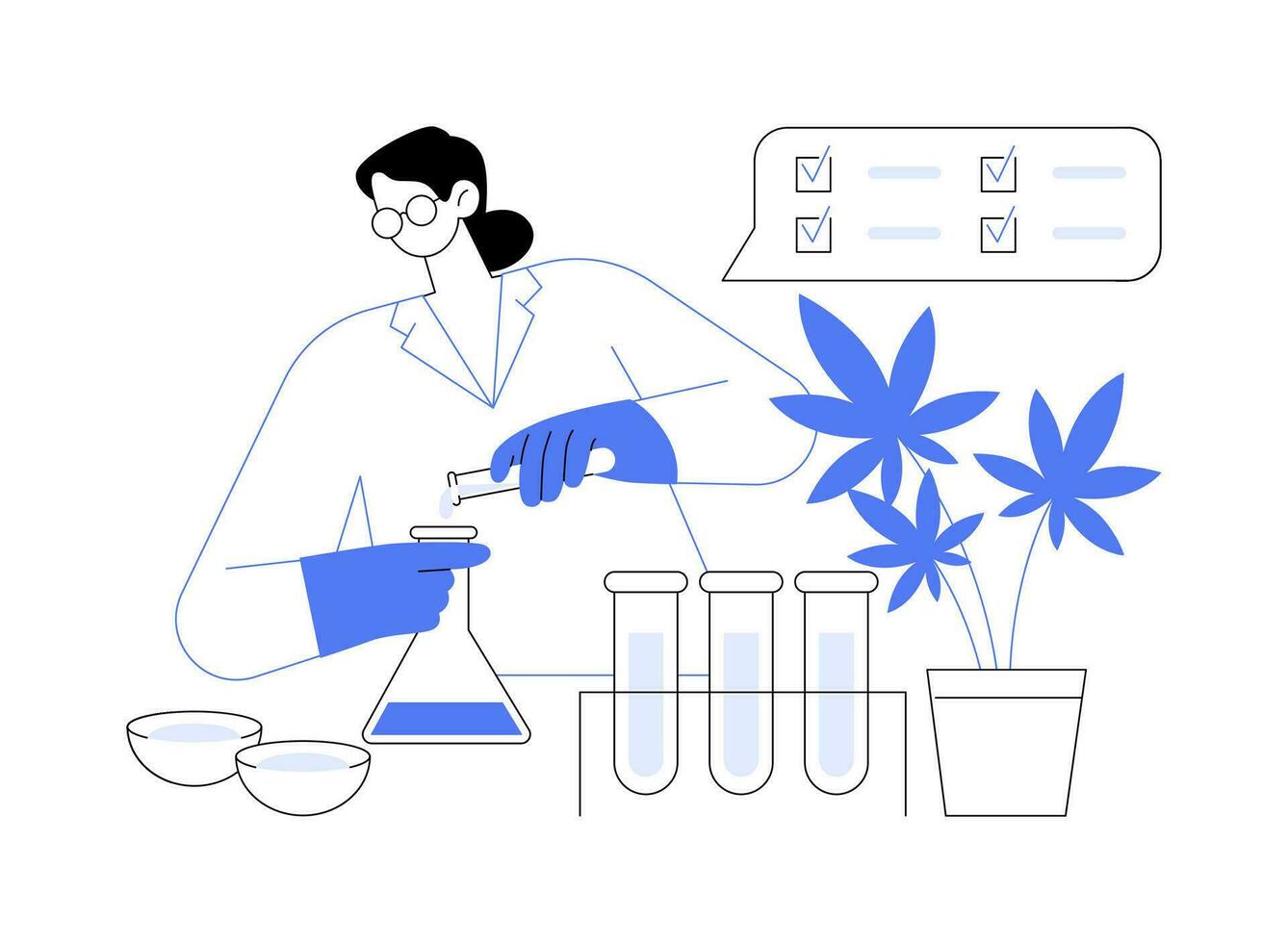 Medical cannabis testing abstract concept vector illustration.