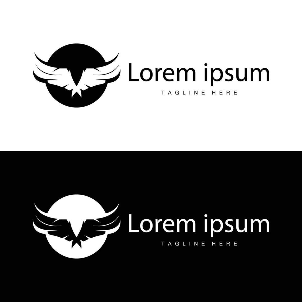 Wing logo black silhouette design simple minimalist bird wings vector illustration template