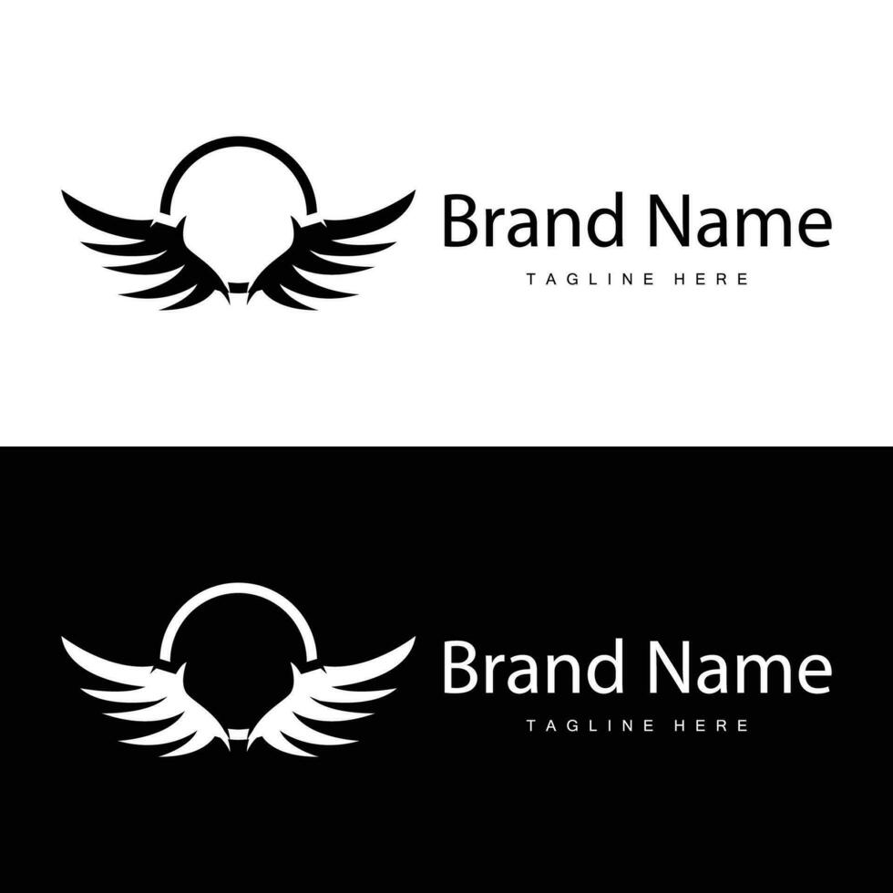 ala logo negro silueta diseño sencillo minimalista pájaro alas vector ilustración modelo
