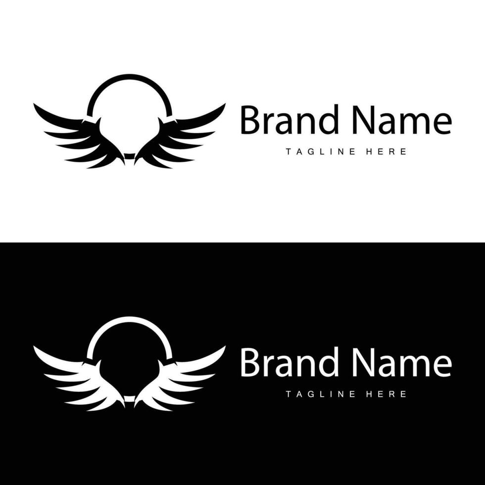 Wing logo black silhouette design simple minimalist bird wings vector illustration template