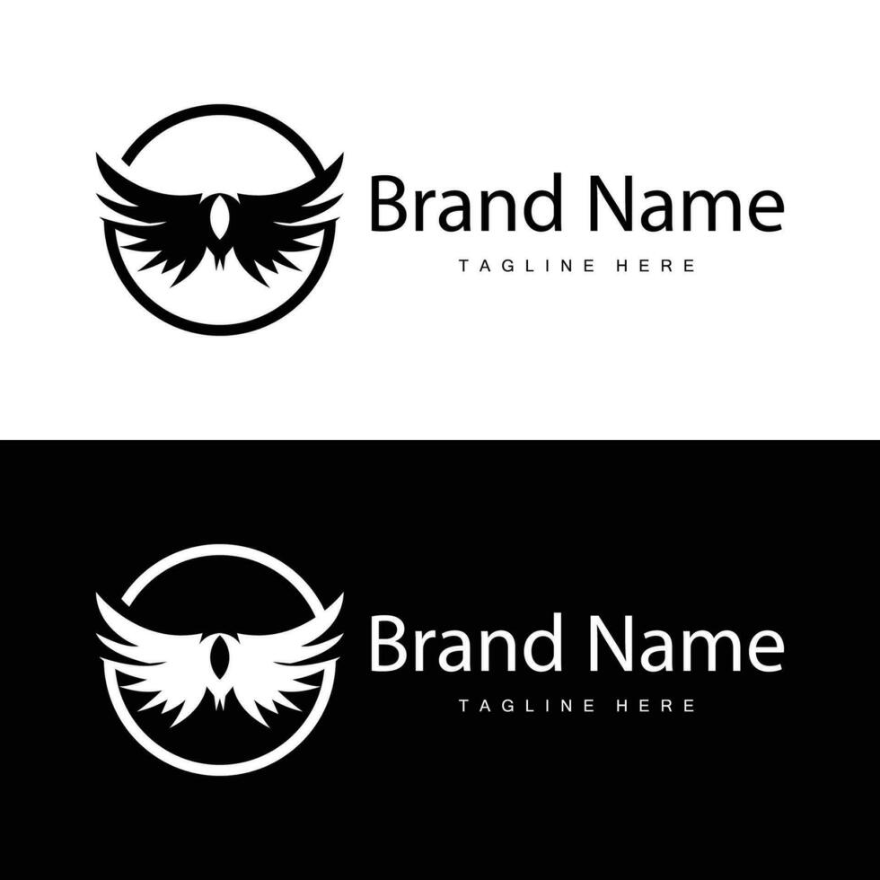 Wing logo black silhouette design simple minimalist bird wings vector illustration template