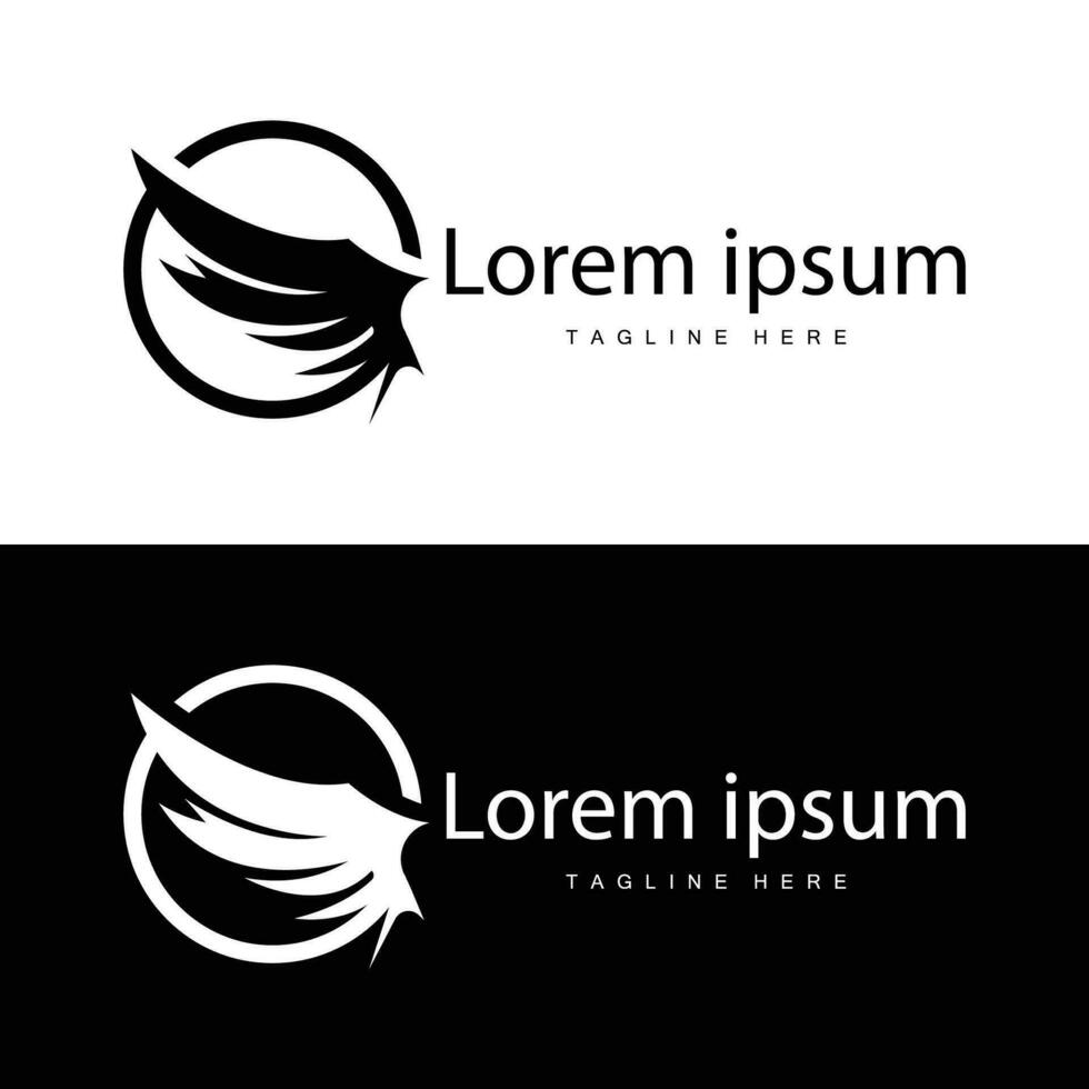 Wing logo black silhouette design simple minimalist bird wings vector illustration template