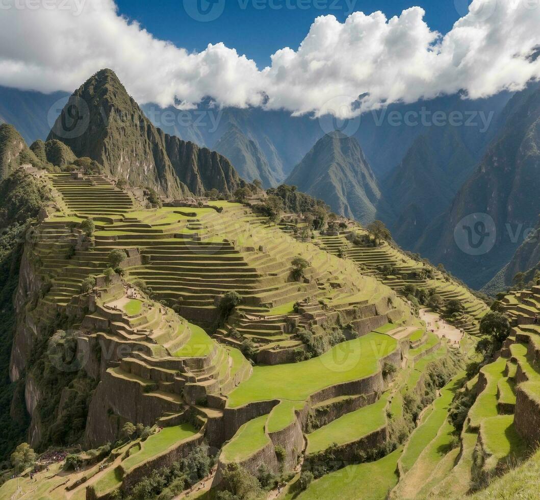 AI generated Machu Picchu, Cusco Region, Peru, South America photo