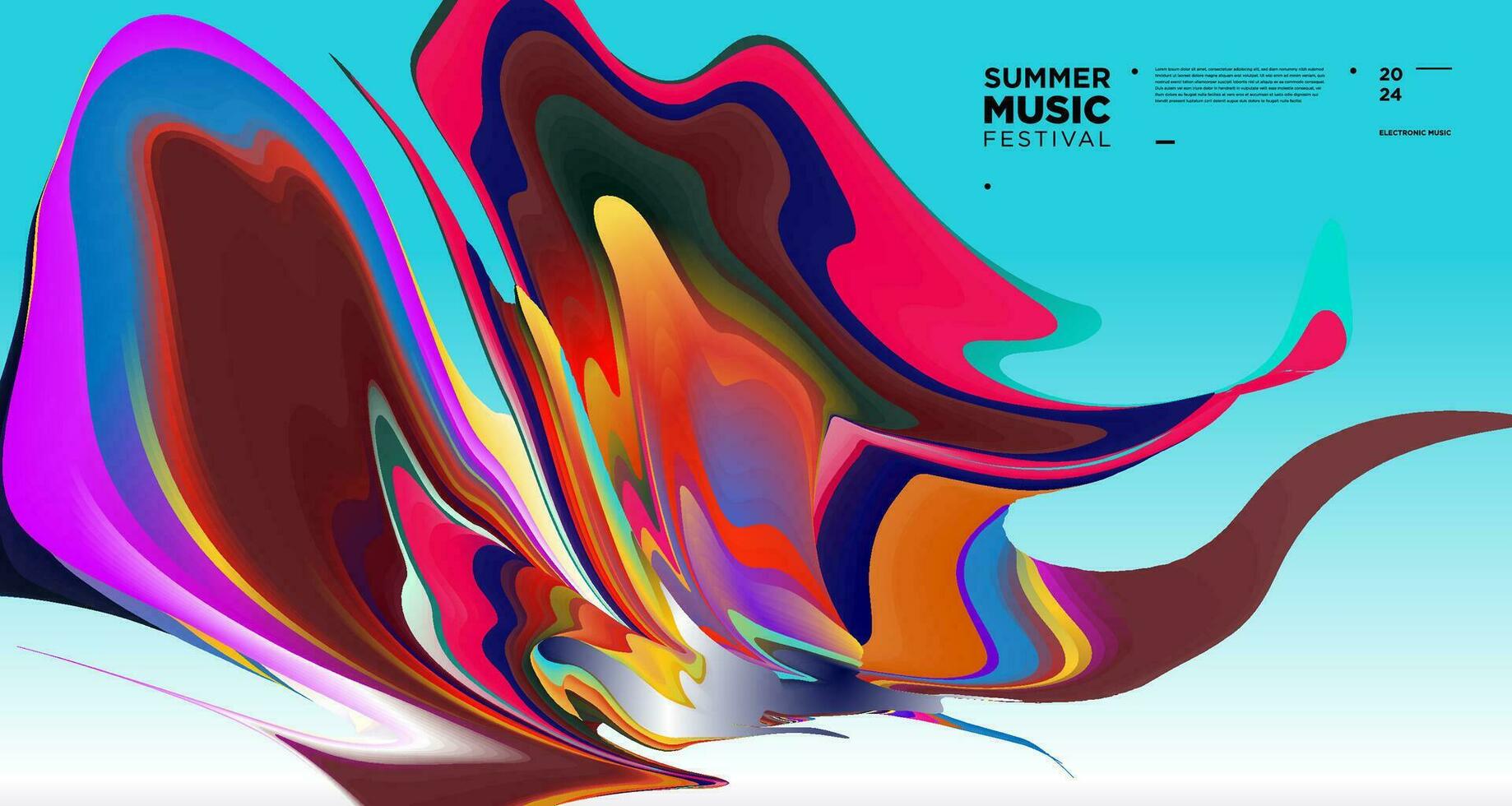 Colorful Abstract Fluid Electronic Summer Music Festival Vector Banner