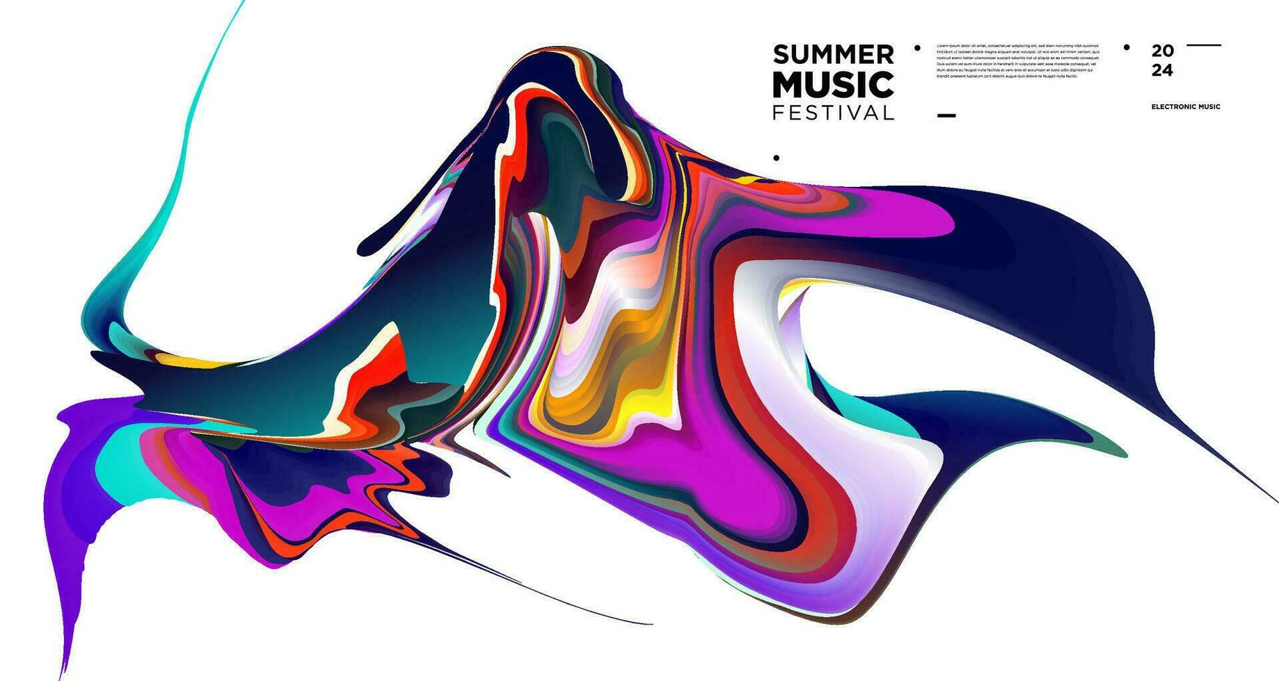 Colorful Abstract Fluid Electronic Summer Music Festival Vector Banner
