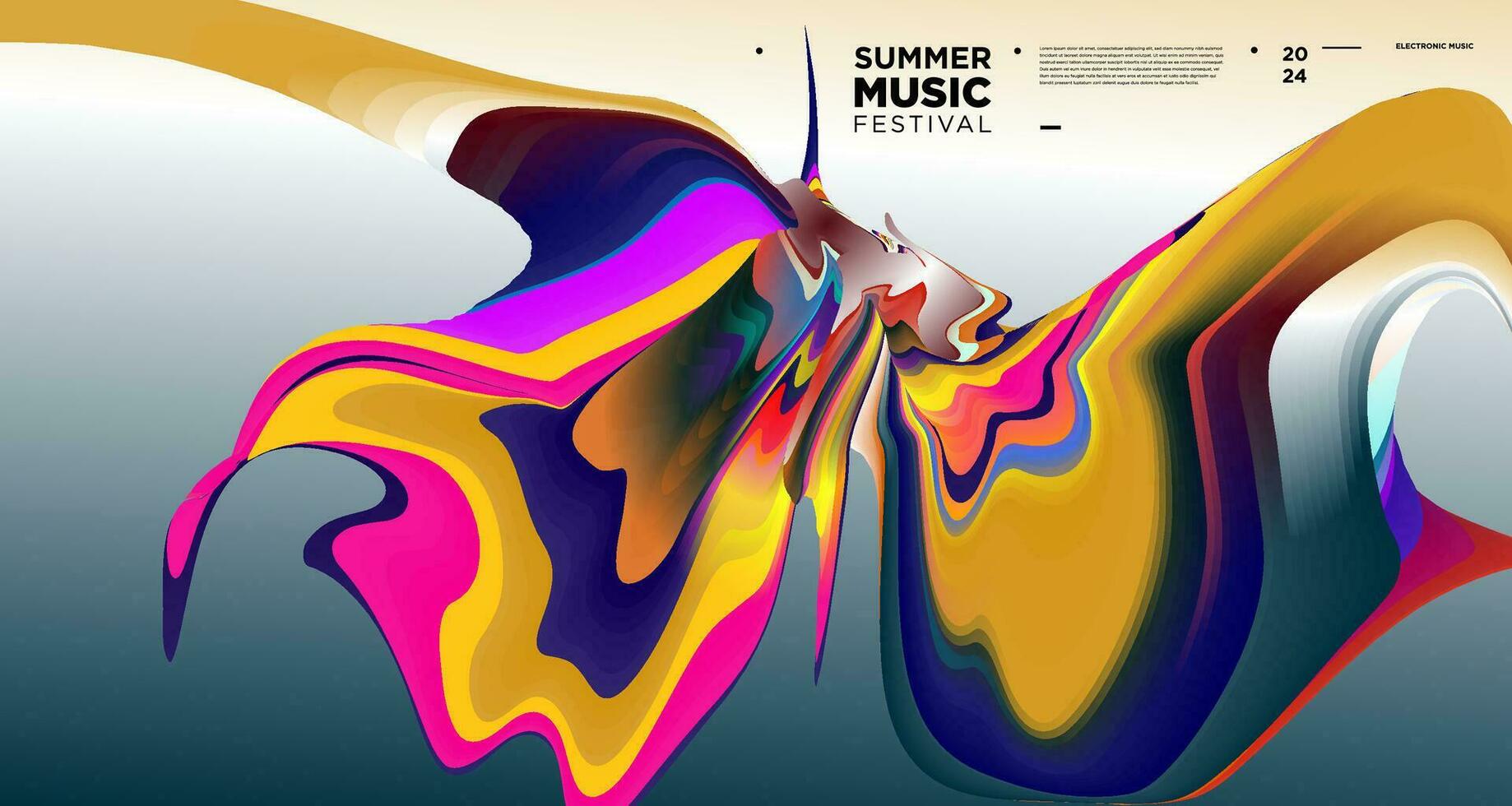 vistoso resumen fluido electrónico verano música festival vector bandera