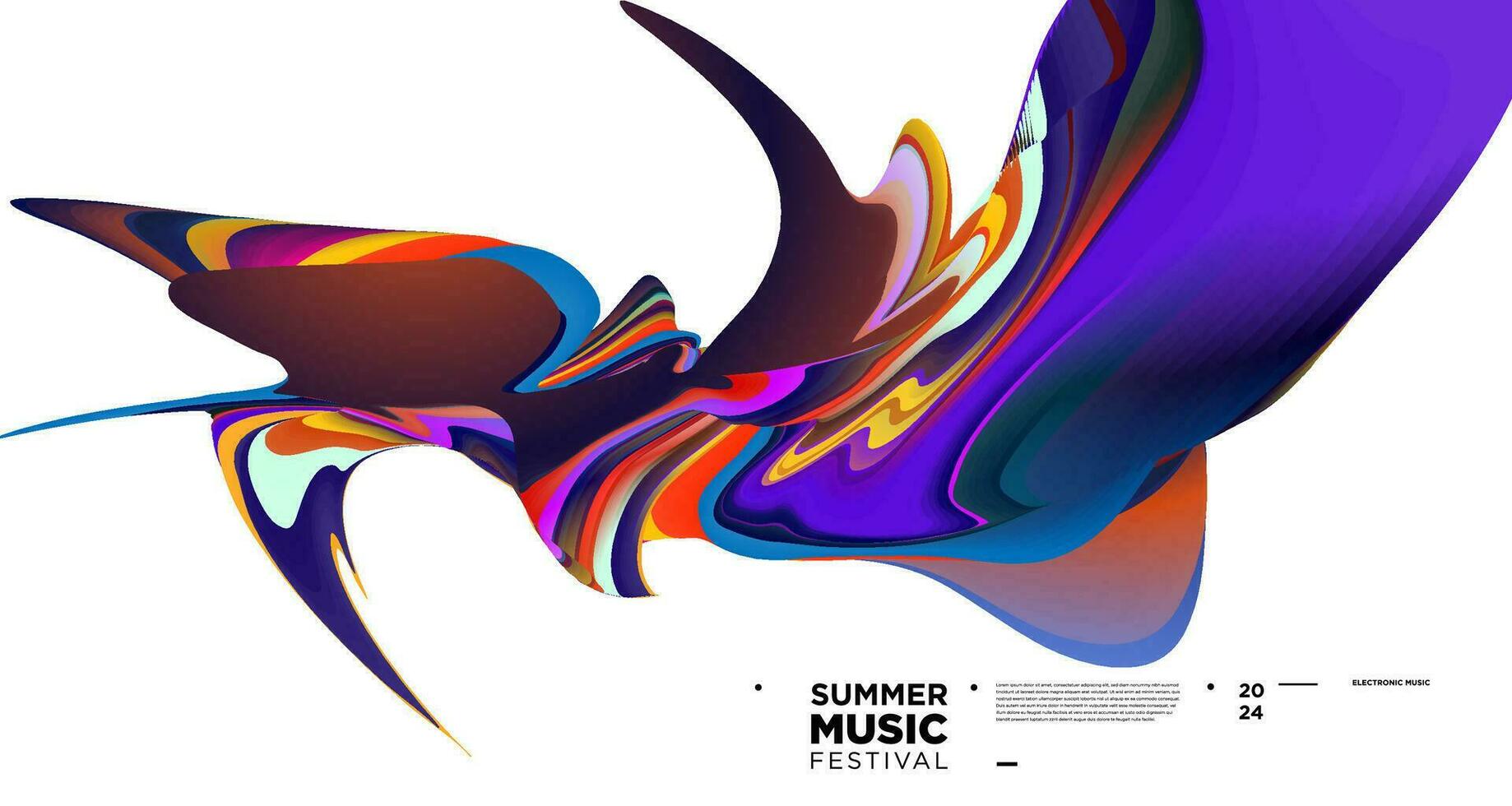 Colorful Abstract Fluid Electronic Summer Music Festival Vector Banner