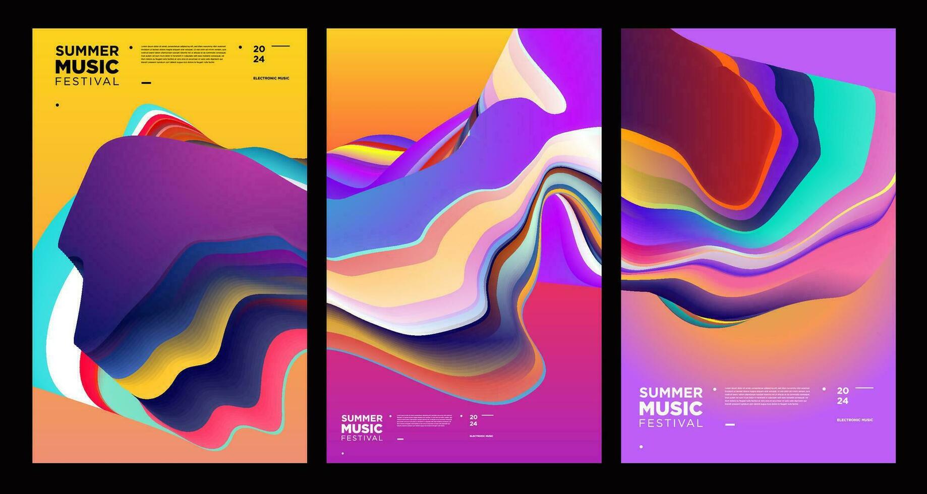 Colorful Abstract Fluid Electronic Summer Music Festival Vector Banner