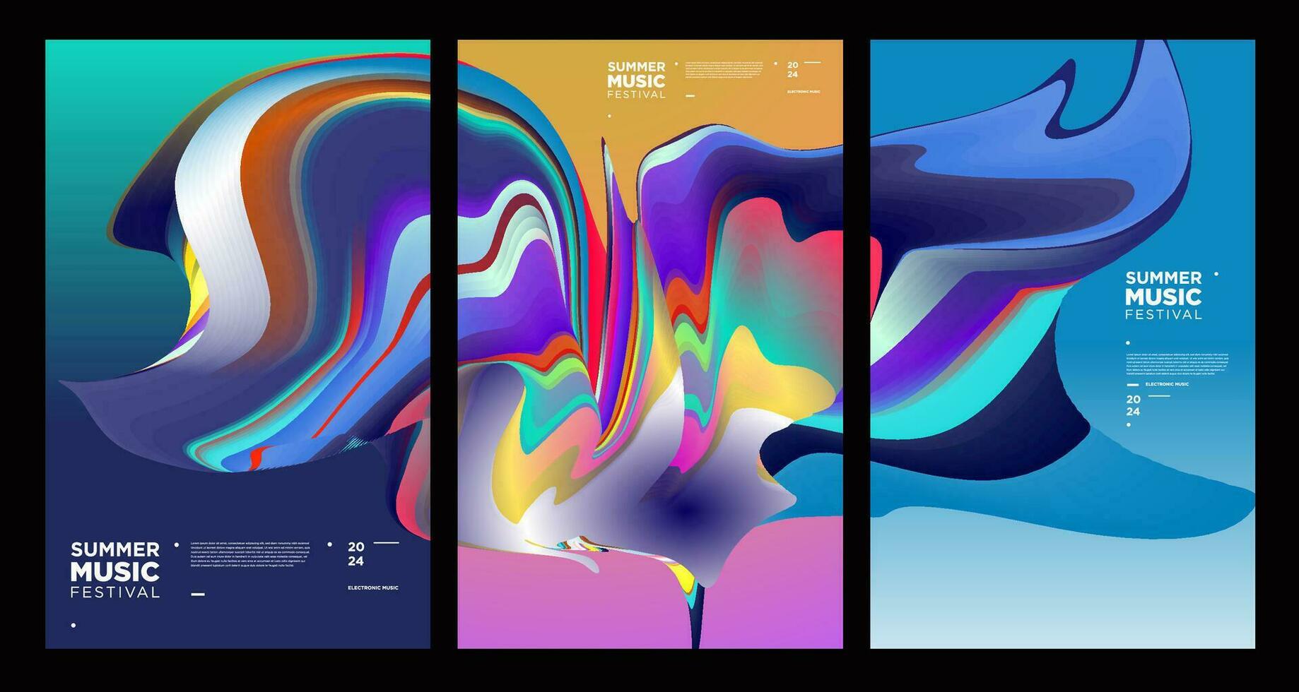 Colorful Abstract Fluid Electronic Summer Music Festival Vector Banner