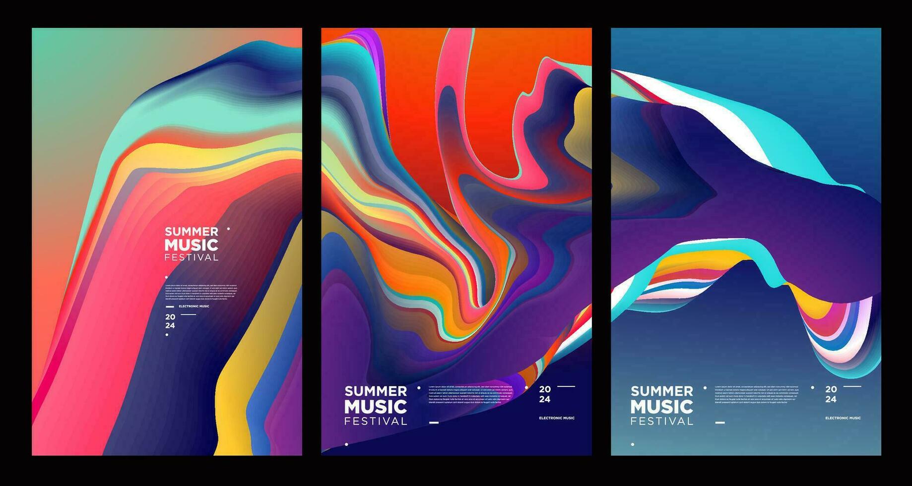 Colorful Abstract Fluid Electronic Summer Music Festival Vector Banner