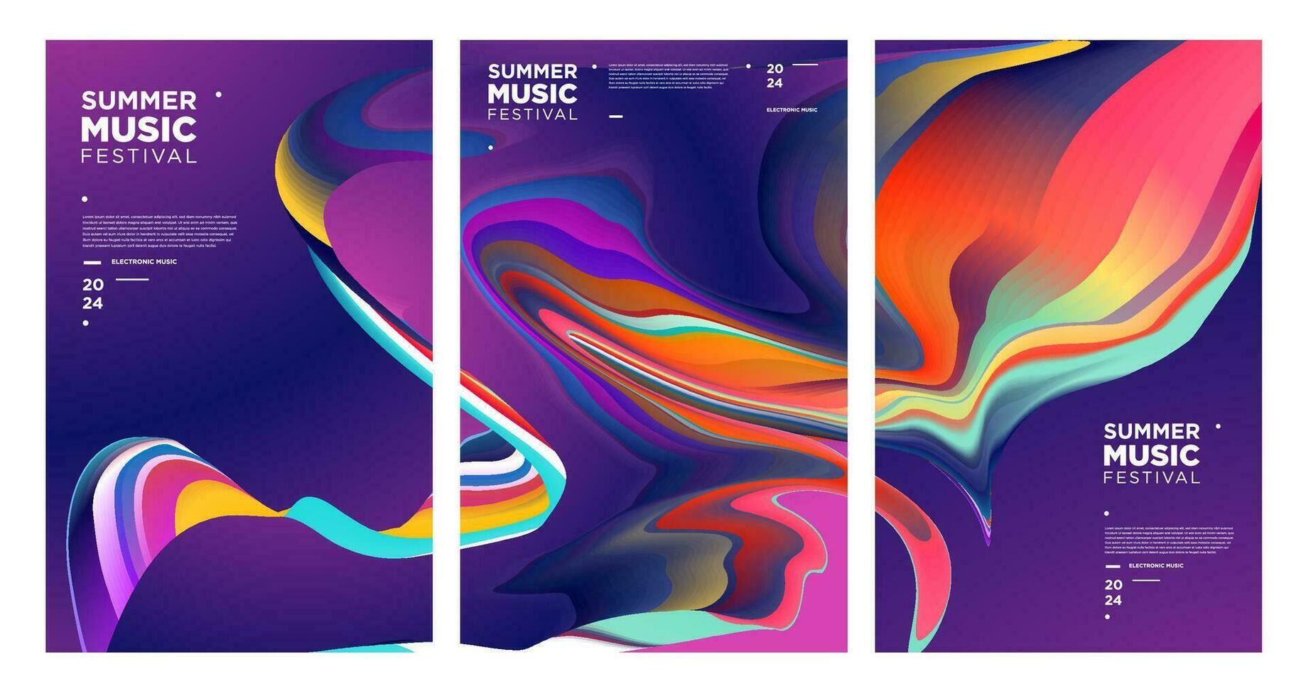 Colorful Abstract Fluid Electronic Summer Music Festival Vector Banner