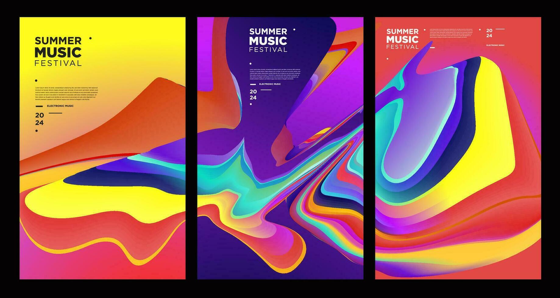 Colorful Abstract Fluid Electronic Summer Music Festival Vector Banner