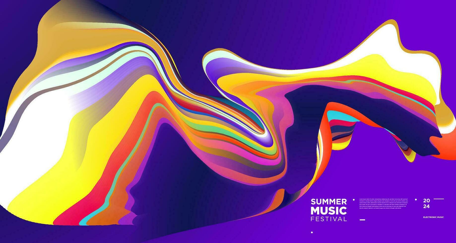 Colorful Abstract Fluid Electronic Summer Music Festival Vector Banner