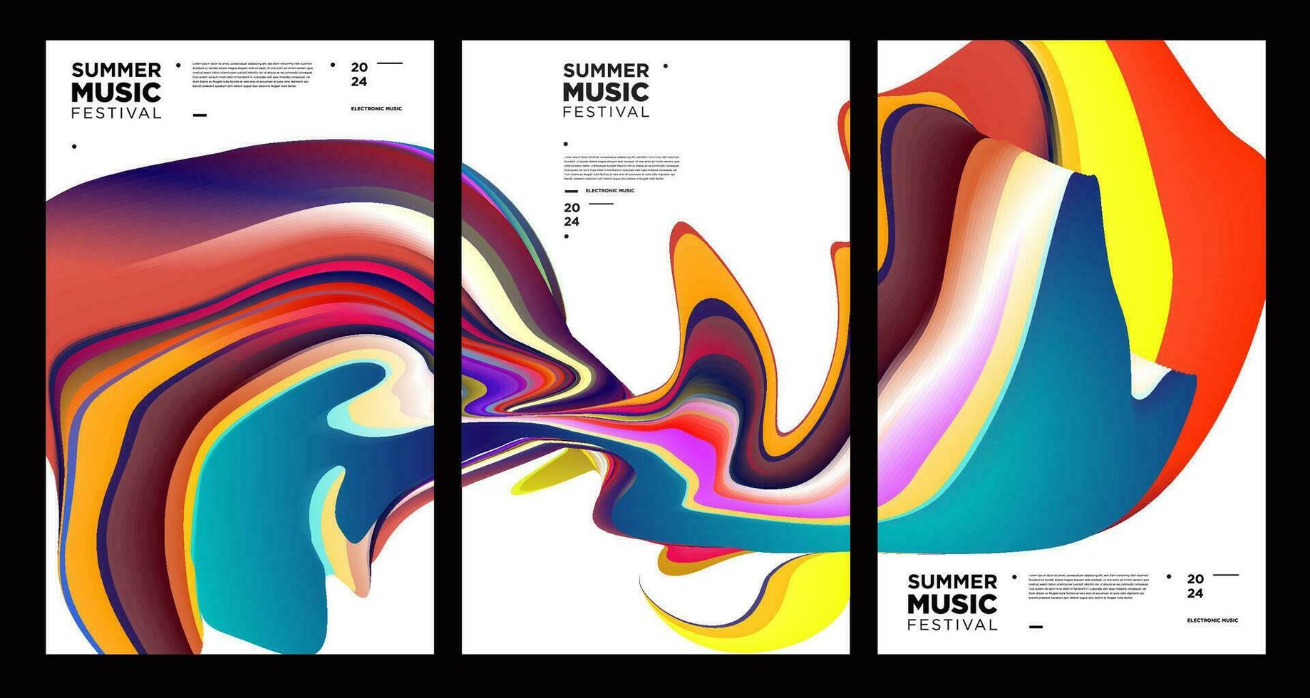 Colorful Abstract Fluid Electronic Summer Music Festival Vector Banner