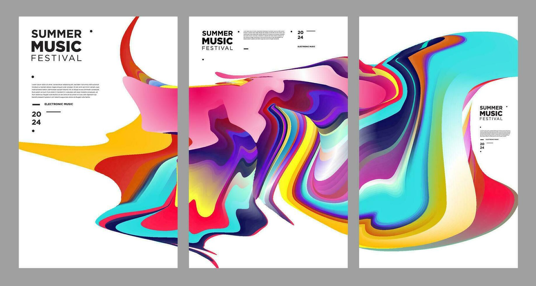 Colorful Abstract Fluid Electronic Summer Music Festival Vector Banner