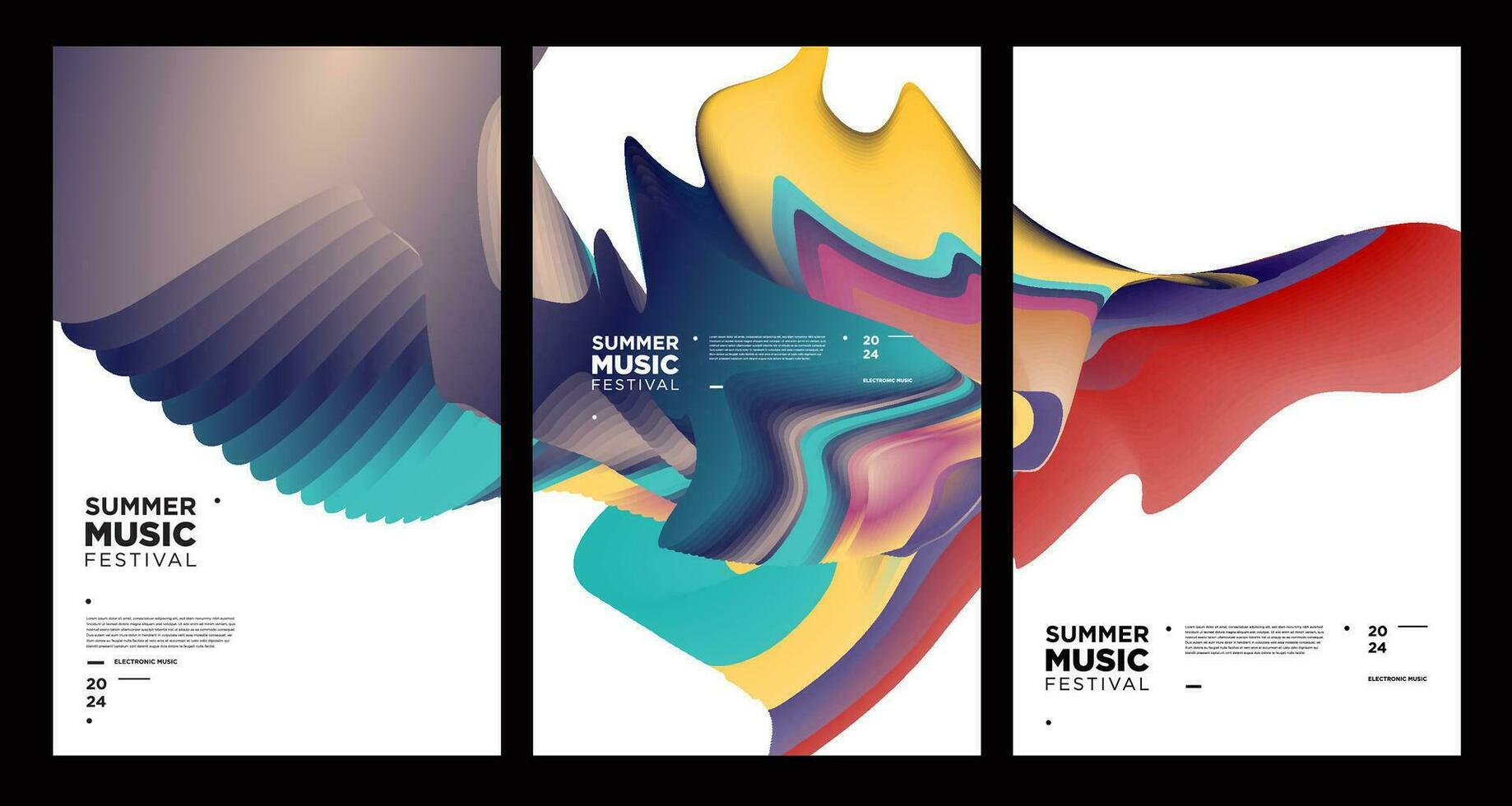 Colorful Abstract Fluid Electronic Summer Music Festival Vector Banner