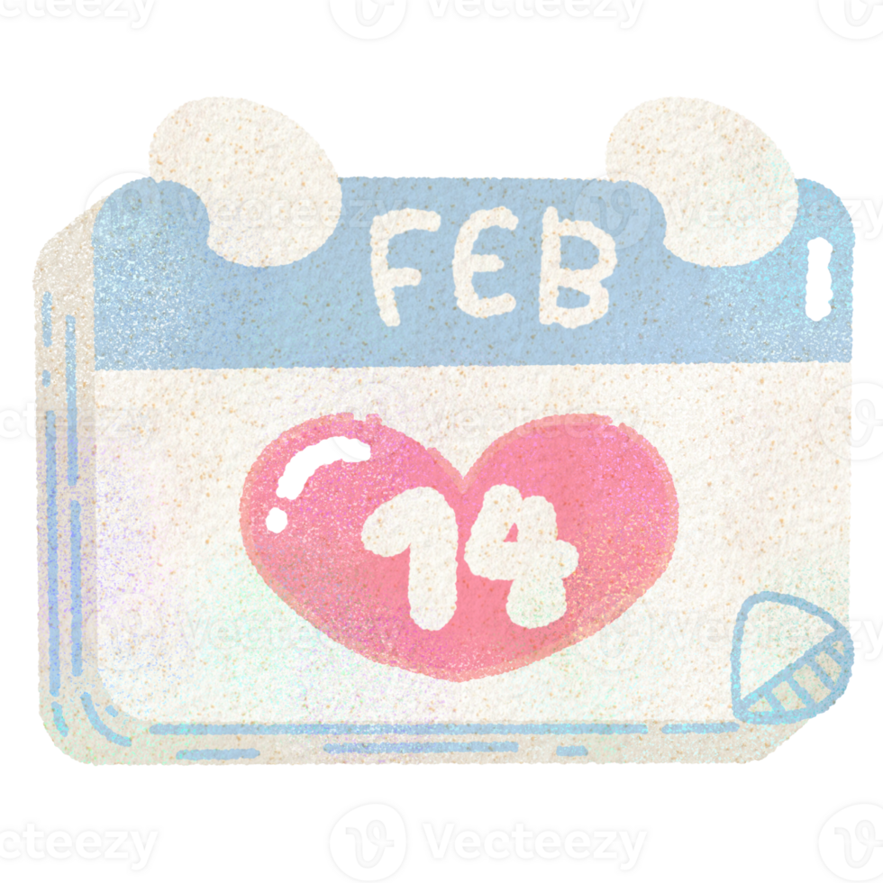 Valentine Cute Calendar Page With The Date Of February 14 For Valentine's Day png