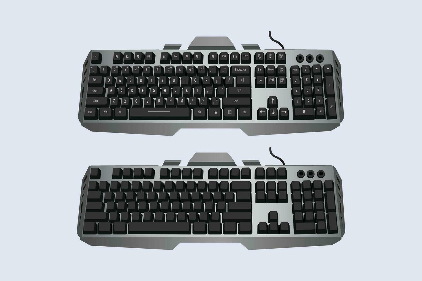 Gaming keyboard top view isolated on Background vector illustration eps