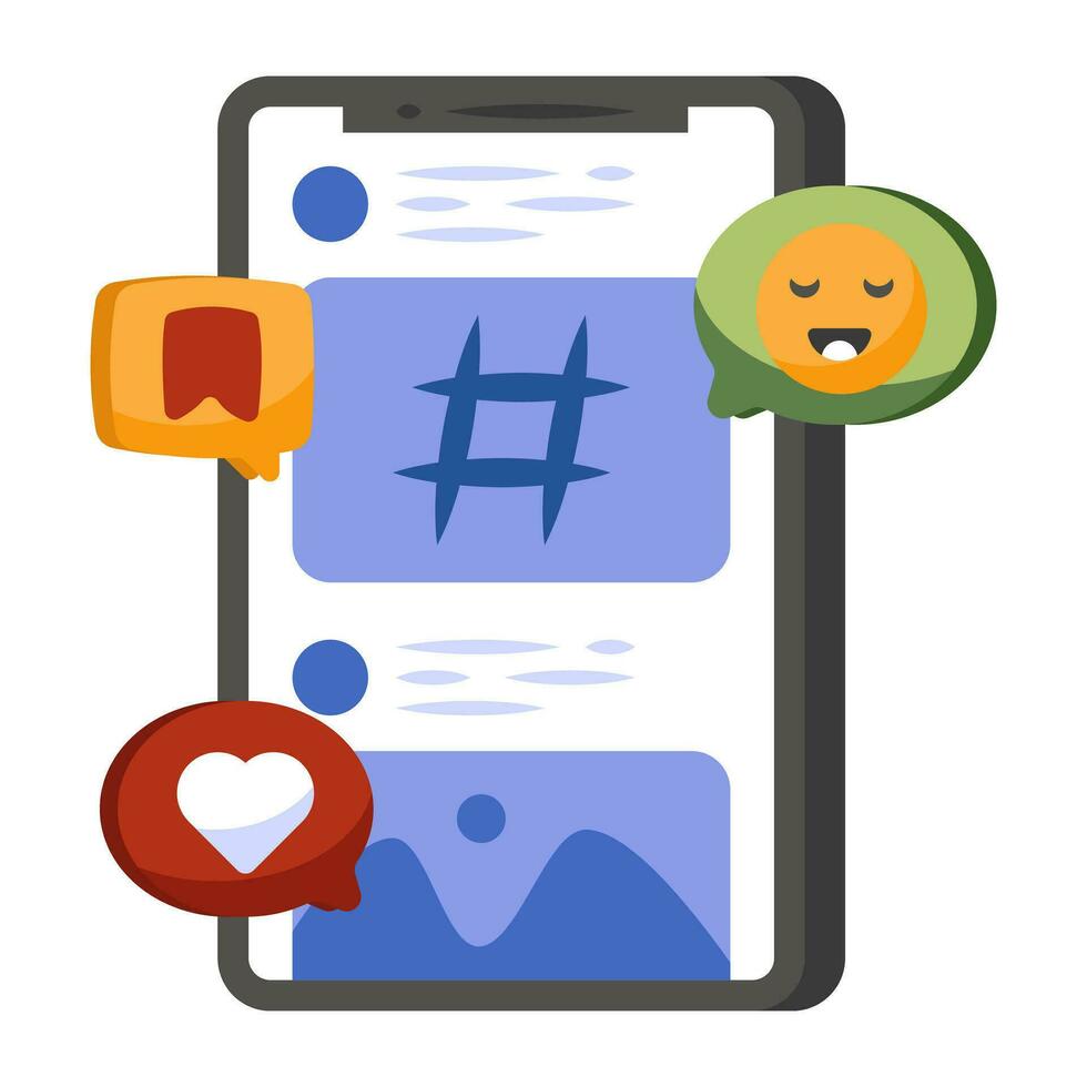 Phone hashtag icon, editable vector
