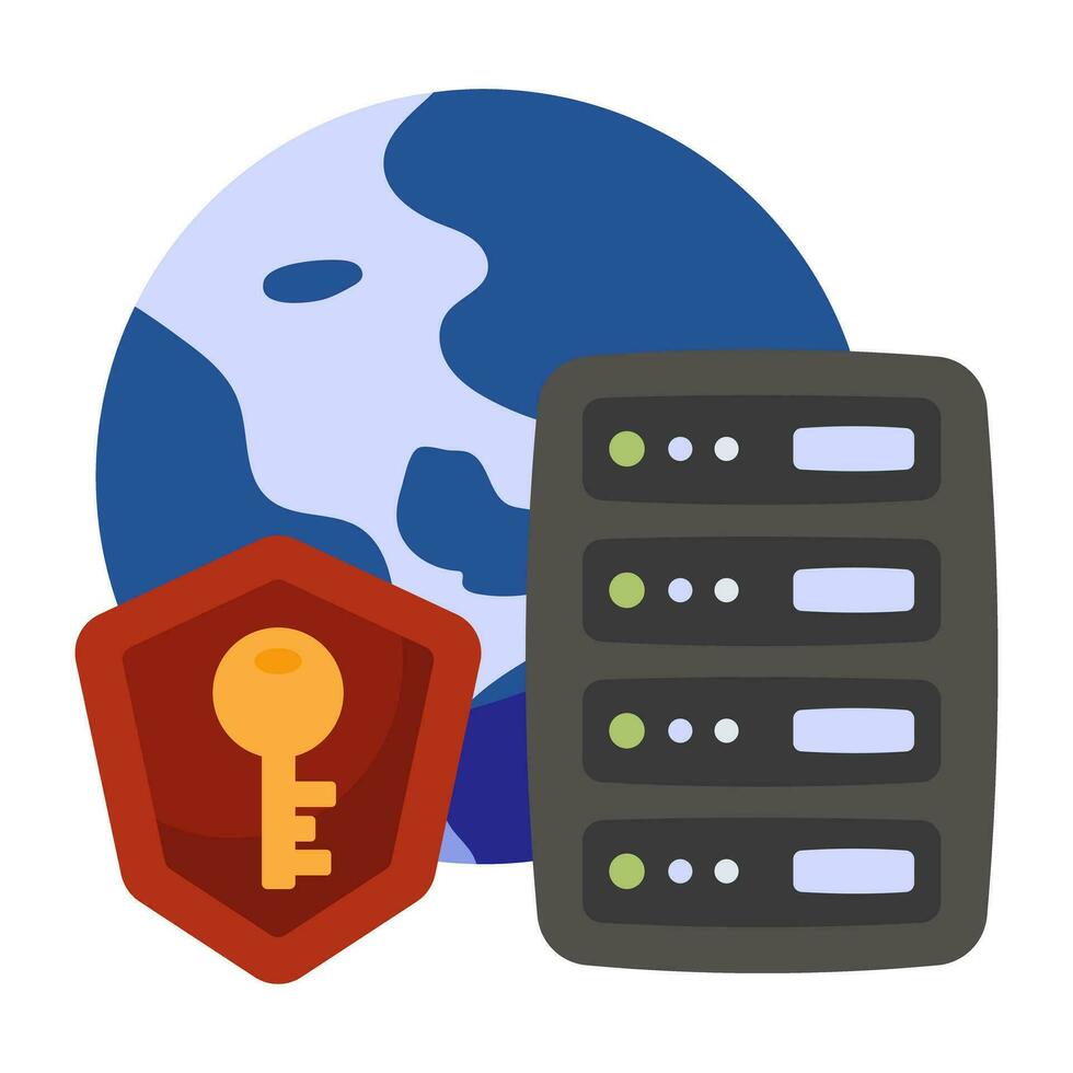 A flat icon design of global server vector