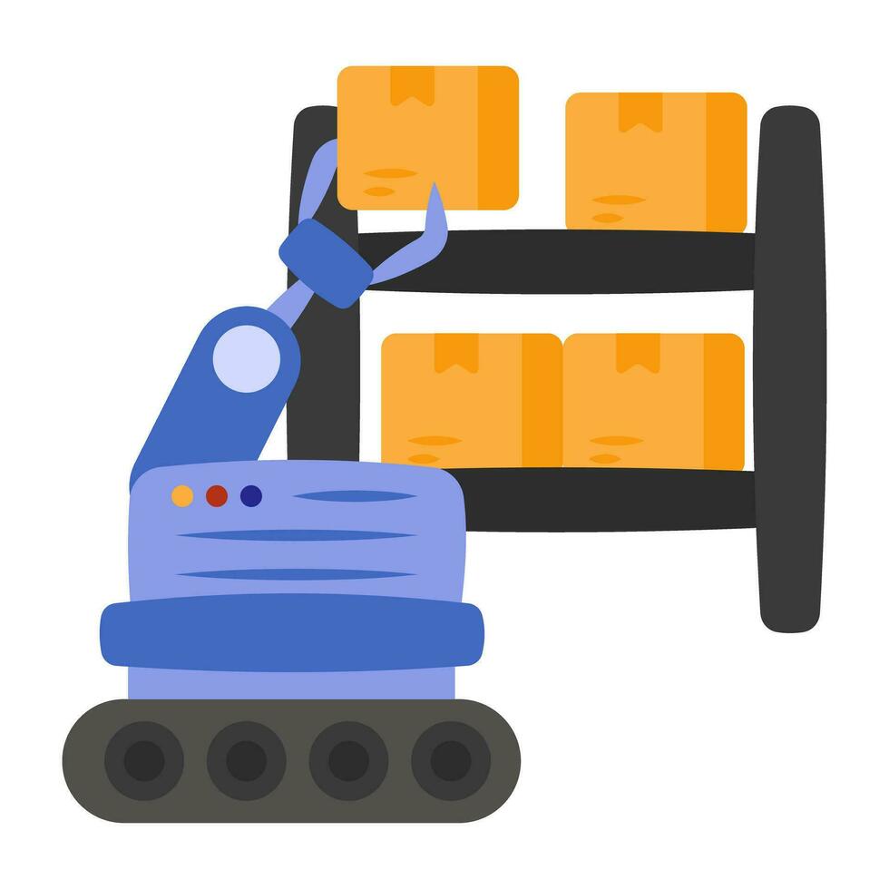 A flat design icon of warehouse robot vector