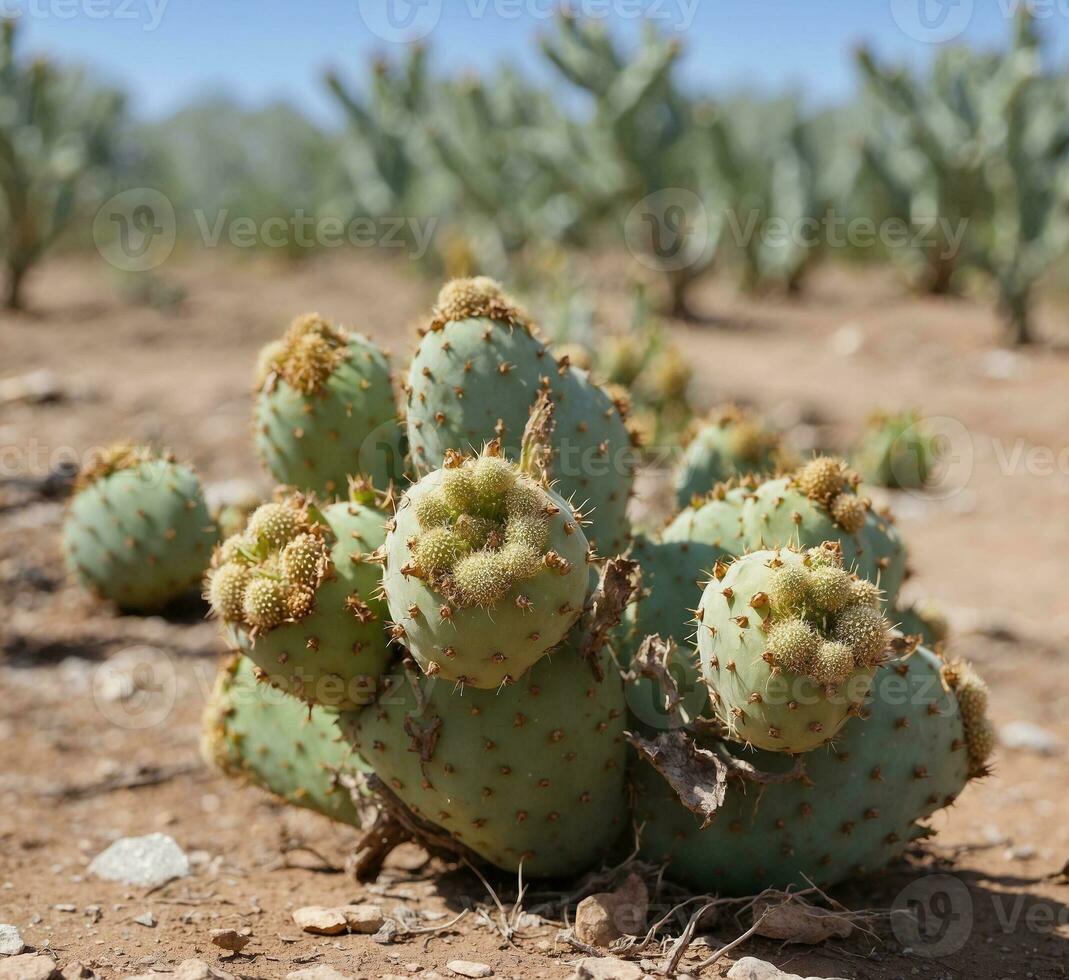 AI generated Opuntia cactus in the desert of Sossusvlei, Namibia photo