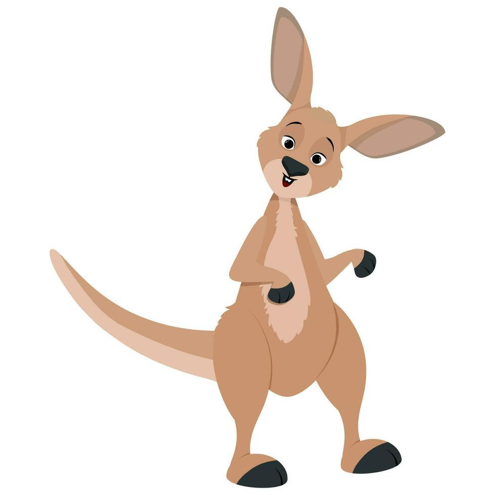 linda dibujos animados marrón canguro en Australia día vector