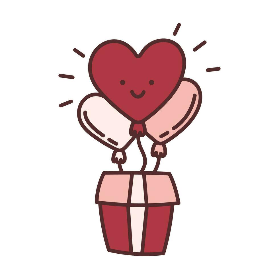 Balloons for a loved one. Kawaii doodle icon for Valentine's Day vector