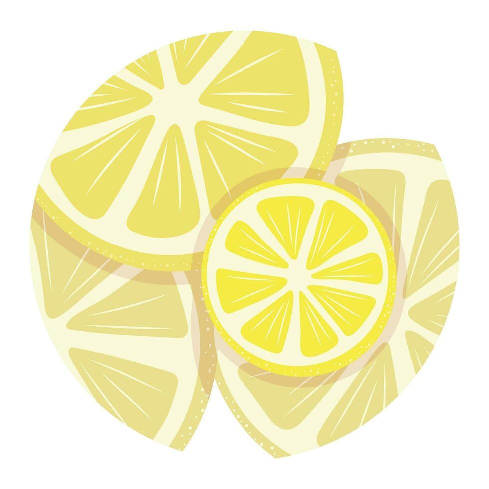 Round yellow lemon flat icon for design of social networks and websites. Simple vector clipart